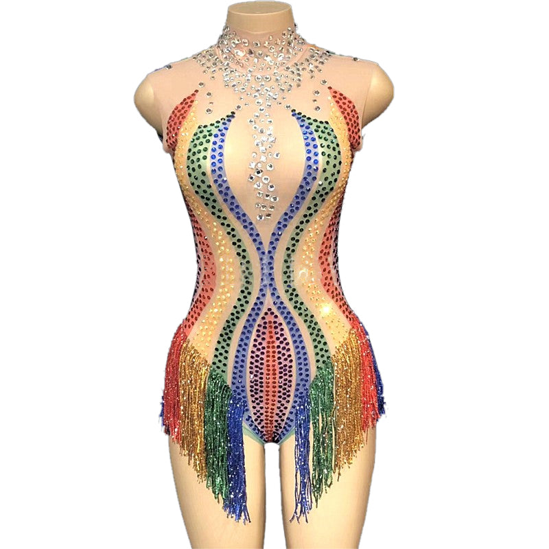 Body Performance Jumpsuit Dance Costume Salsa Bachata Drag Queen One-piece